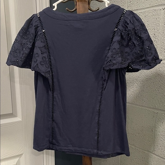 Banana Republic Navy Eyelet Sleeve Blouse - Picture 4 of 7